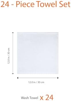 Amazon Basics 100 Cotton Washcloths Soft Durable 24-Pack 12x12 White