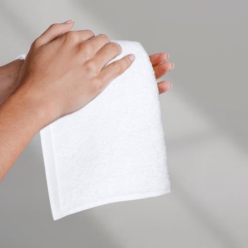 Amazon Basics 100 Cotton Washcloths Soft Durable 24-Pack 12x12 White