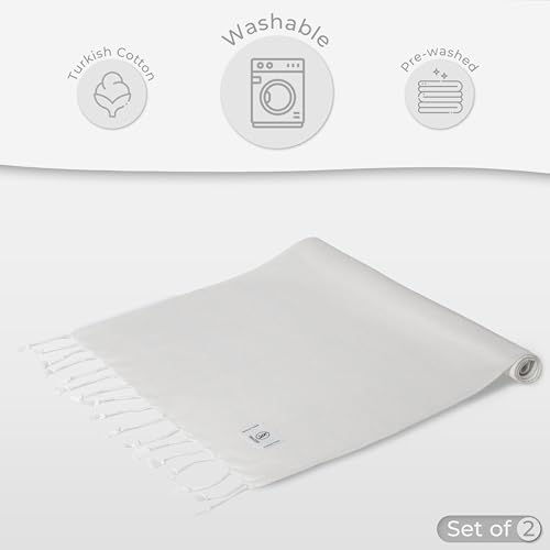 Ossano Turkish Classic Hand Towel Set of 2 Ecru 30x18