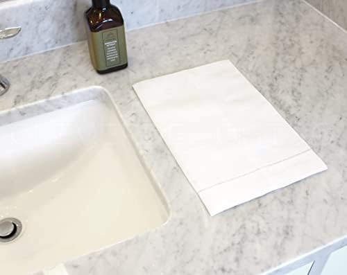 Set of 6 White Linen Hemstitch Hand Towels 14x22 6 Pack