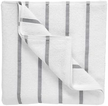 GT Globaltex Luxury 100 Turkish Cotton Stripped Beach Towel Set 32x64 Grey