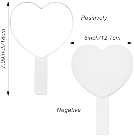 2-Piece Heart-Shaped Handheld Mirror with Handle for Women Girls