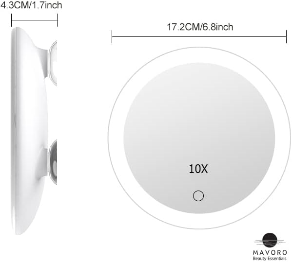 Mavoro 10X Magnifying Mirror with 3 Suction Cups