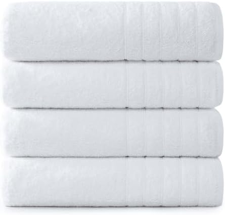 Casa Platino 4-Pack Luxury Bath Towels 30x60 Ringspun Cotton White