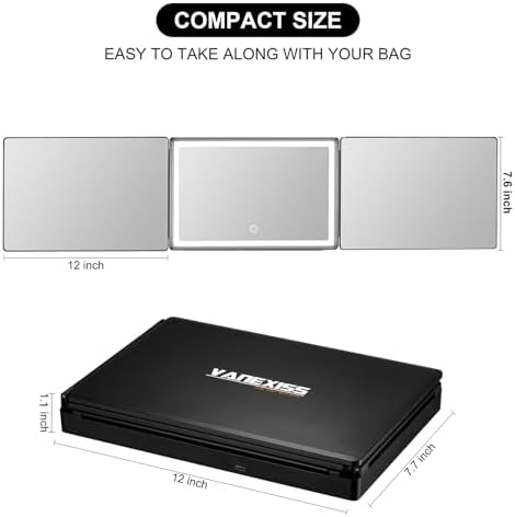 Vanexiss 3-Way Trifold Mirror