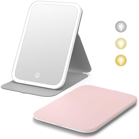 Kintion Travel Makeup Mirror Portable LED Lighted Vanity Mirror