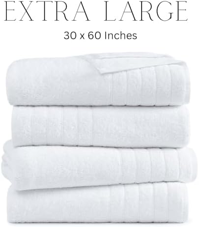 Casa Platino 4-Pack Luxury Bath Towels 30x60 Ringspun Cotton White