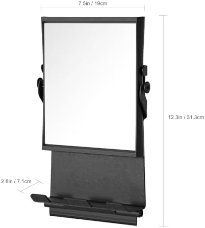 Shower Mirror Dual 1X3X Anti-Fog Rust-Proof Black