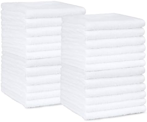 Amazon Basics 100 Cotton Washcloths Soft Durable 24-Pack 12x12 White