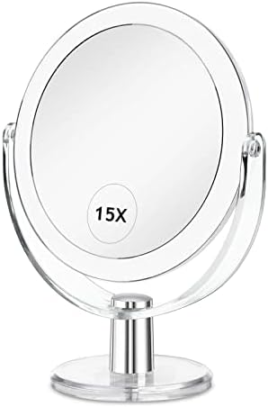 Stylish Double-Sided Makeup Mirror with 1X 15X Magnification