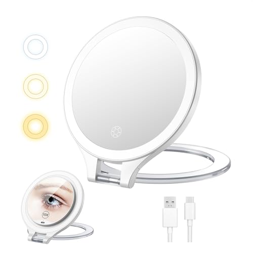 Luxspire 10x Double Sided Makeup Mirror with Light