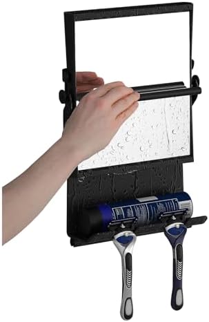 Shower Mirror Dual 1X3X Anti-Fog Rust-Proof Black