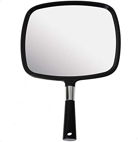 Professional Hand Mirror Large Comfortable Handle 9x13-inch Black