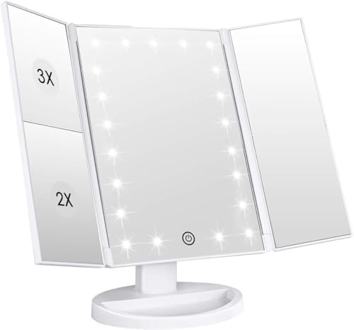 Amplified Vanity Mirror with 21 LED aturaL Light 180 Rotatable 3X2X magnification