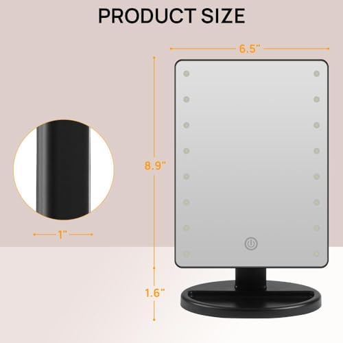 Compact Lighted Makeup Mirror with Dual Power Supply