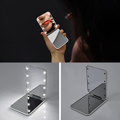 Kintion Pocket Mirror with LED Light 1X 3X Magnification