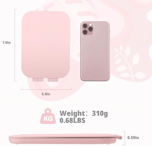 Travel Makeup Mirror 2000mAh Battery-Powered Illuminated Mirror Pink