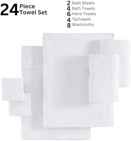 Premium 24-Piece Cotton Bath Towels Set for the Ultimate puedehygiene Experience