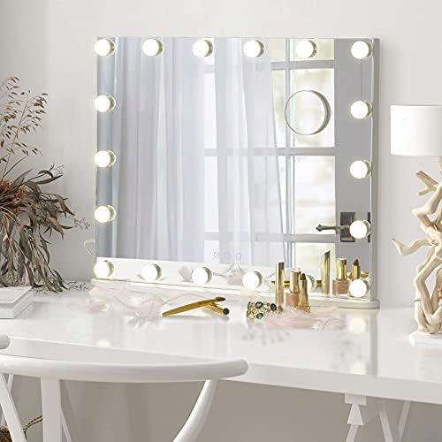 LUXFURNI Hollywood Vanity Mirror with Lights 26x21 Inch 1