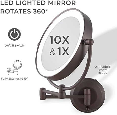 Zadro 11 LED Wall-Mounted Makeup Mirror with Shaving Function
