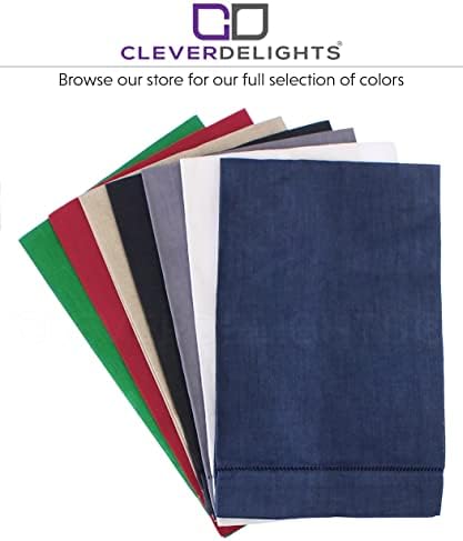 Set of 6 White Linen Hemstitch Hand Towels 14x22 6 Pack