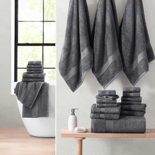 24-Piece Bath Towel Set 100 Cotton bath time moments Cool Grey