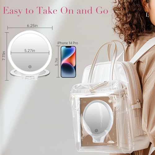 Magnifying Mirror with Light 10X1X Double Sided Travel Mirror