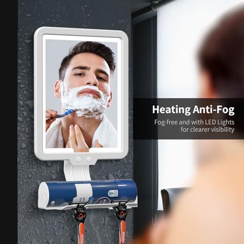 Fogless Heated 95x7in Shower Mirror with Storage for Shaving