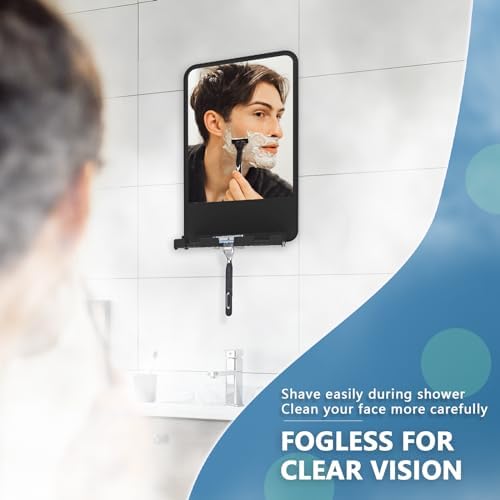 Fogless shower mirror for men women anti-fog storage