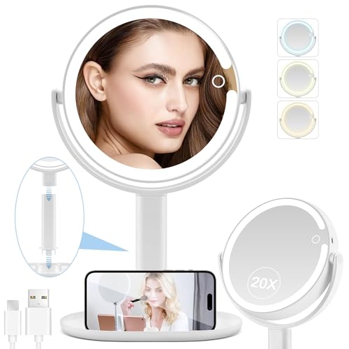MIYADIVA Double-Sided Makeup Mirror with LED Lights