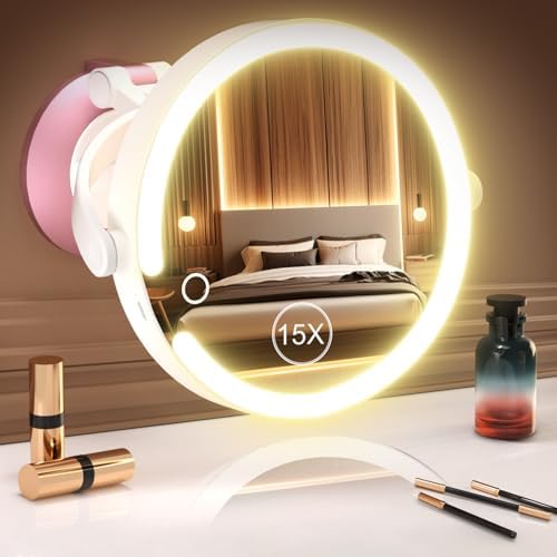 VPU 15X1X Wall-Mounted Magnifying Mirror with Lights