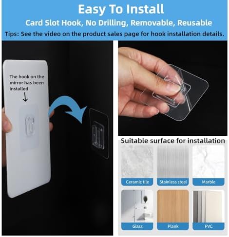 Fogless Shower Mirror with Razor Holder for Easy Shaving Safety