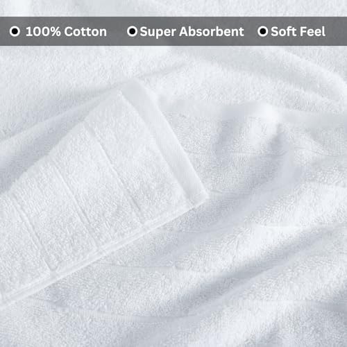 Casa Platino 4-Pack Luxury Bath Towels 30x60 Ringspun Cotton White