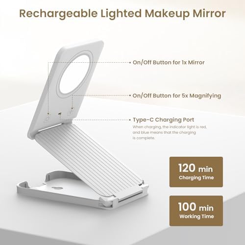 LAMPICK Travel Makeup Mirror with Lights