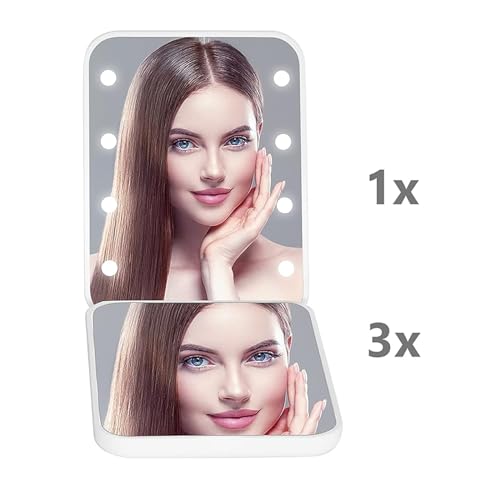 Kintion Pocket Mirror with LED Light 1X 3X Magnification