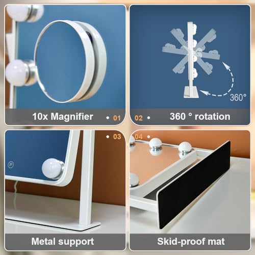 Hollywood Vanity Mirror with Lights - 10X Magnification Smart Touch Control