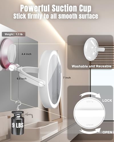 VPU 15X1X Wall-Mounted Magnifying Mirror with Lights