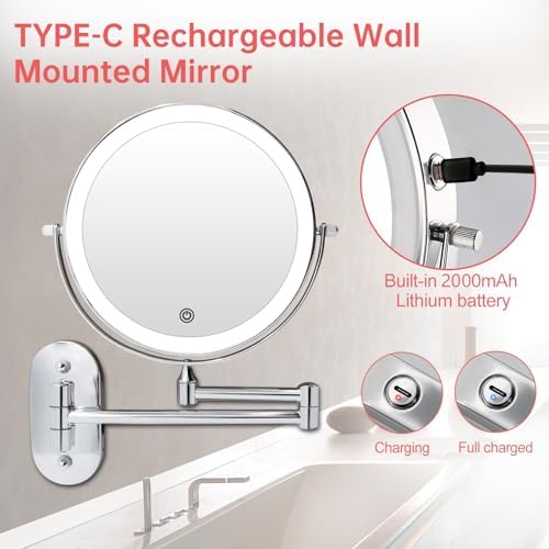 Rechargeable Magnetic 8-inch Makeup Vanity Mirror