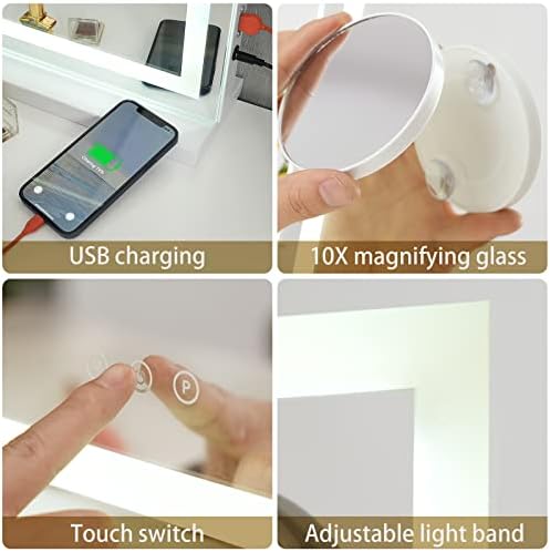 Sucedey 23x18 Inch Makeup Mirror with Lights and USB Charging