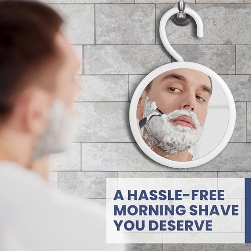 Mirrorvana Hanging Round Shower Shaving Mirror with 360 Swivel Hook Design