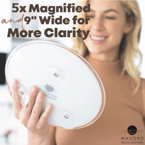 Mavoro Magnifying Mirror 5X with 3 Suction Cups 9 Inch