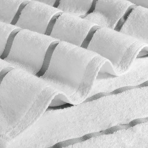 GT Globaltex Luxury 100 Turkish Cotton Stripped Beach Towel Set 32x64 Grey