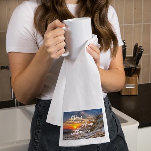 Lantern Press Beach Essentials Sunset at Chincoteague 100 Cotton Tea Towel