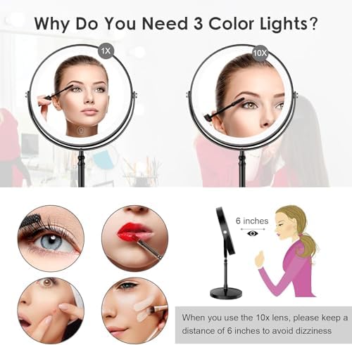 Adjustable Makeup Mirror with Light Rotation
