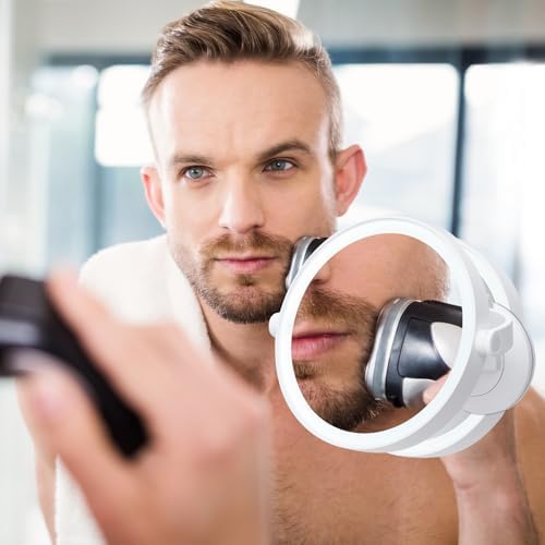 10X Magnifying Mirror with LED Lights and Suction Mount for Grooming