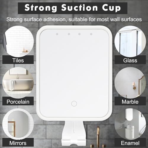 Fandenoni Heated Shower Mirror - Anti-Fog Rechargeable LED Shaving Mirror