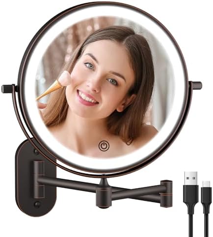 Rechargeable Wall-Mounted Lighted Makeup Vanity Mirror