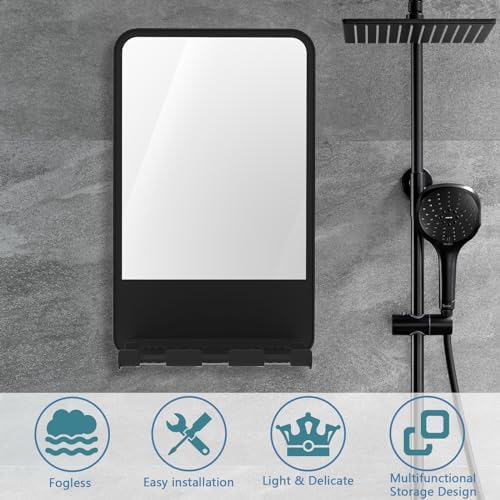Fogless shower mirror for men women anti-fog storage