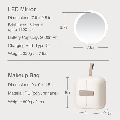 AMIRO M2 LumoCube Makeup Mirror with Bag