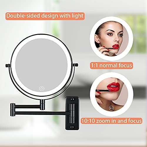 Rechargeable Wall-Mounted Makeup Mirror with 3_light Modes and Touch Control